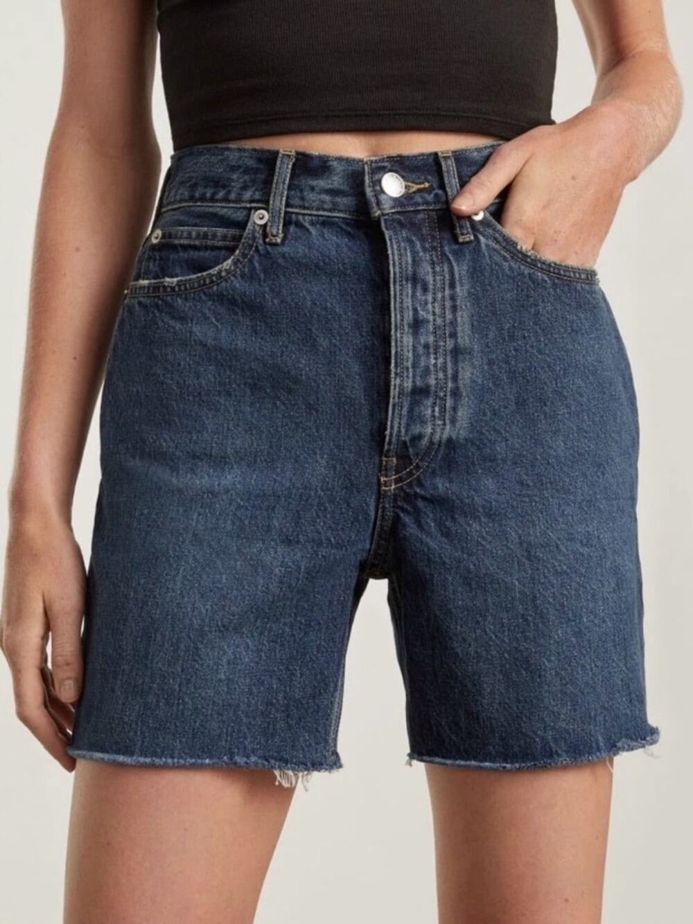 Everlane Rigid Way High Denim Shorts 29 Waterfall Organic Cotton